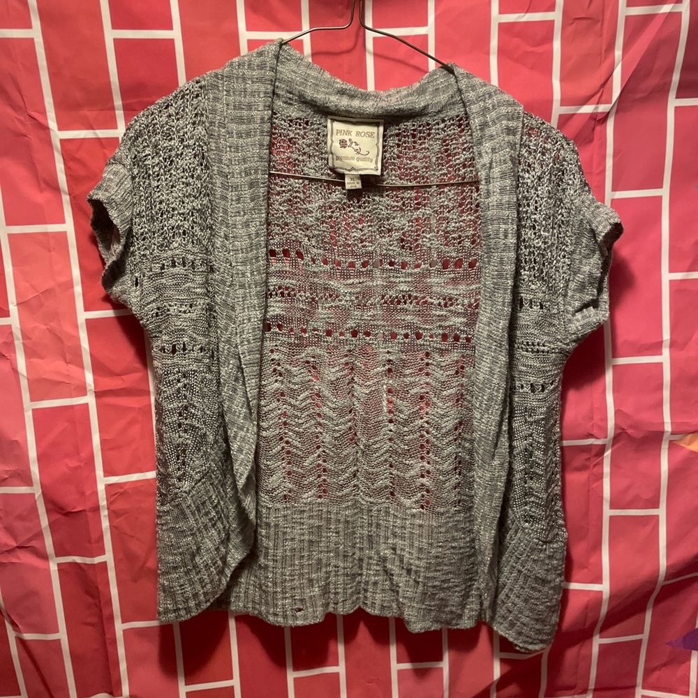 Pink Rose Charcoal Open-Front Cardigan girls XL